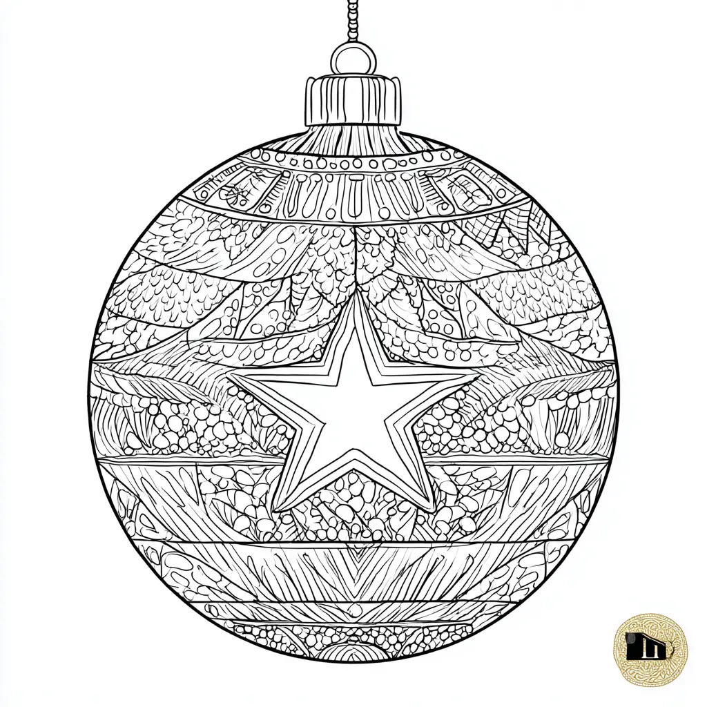 Dibujo de bola navideña de estrella para colorear Dibujo de bola navideña de estrella para colorear