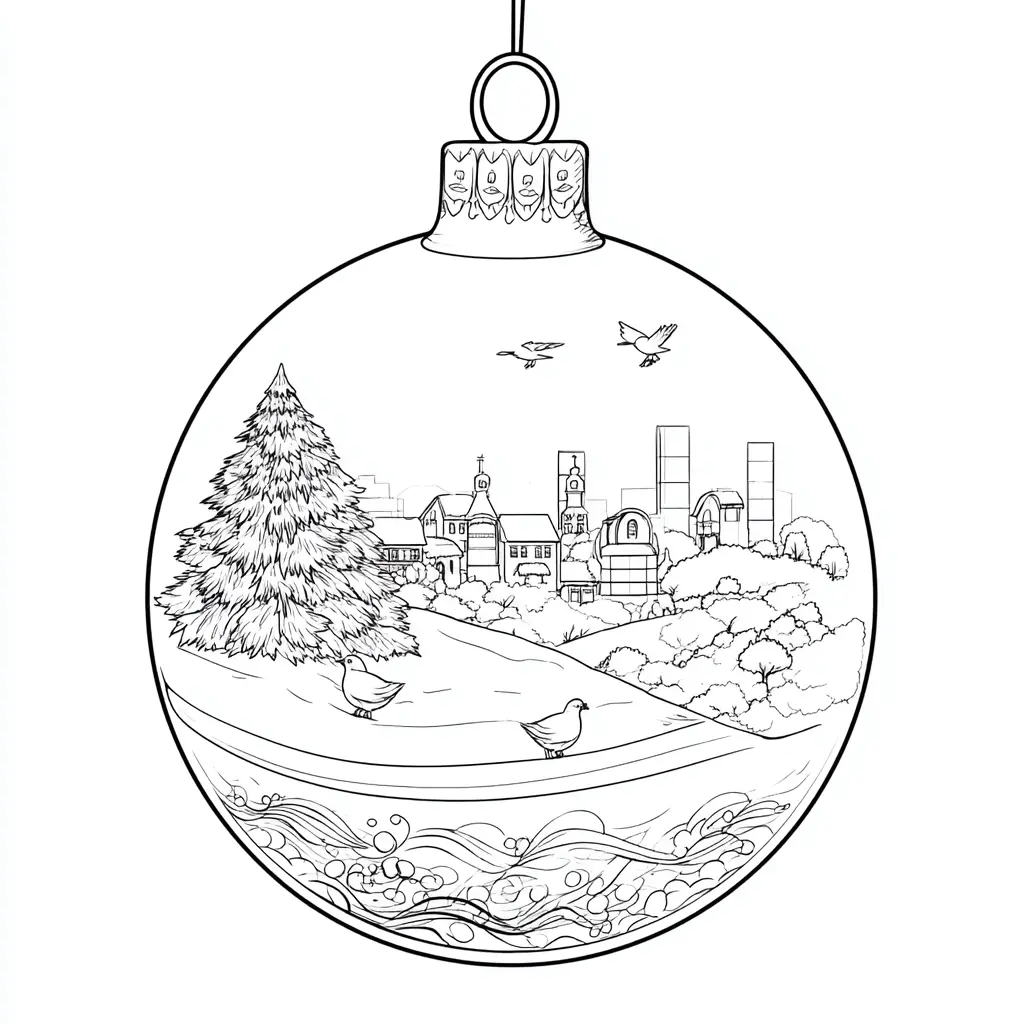 Dibujo de bola decoración navideña para colorear Dibujo de bola decoración navideña para colorear