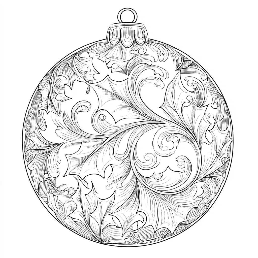 Dibujo de bola floral navideña para colorear Dibujo de bola floral navideña para colorear