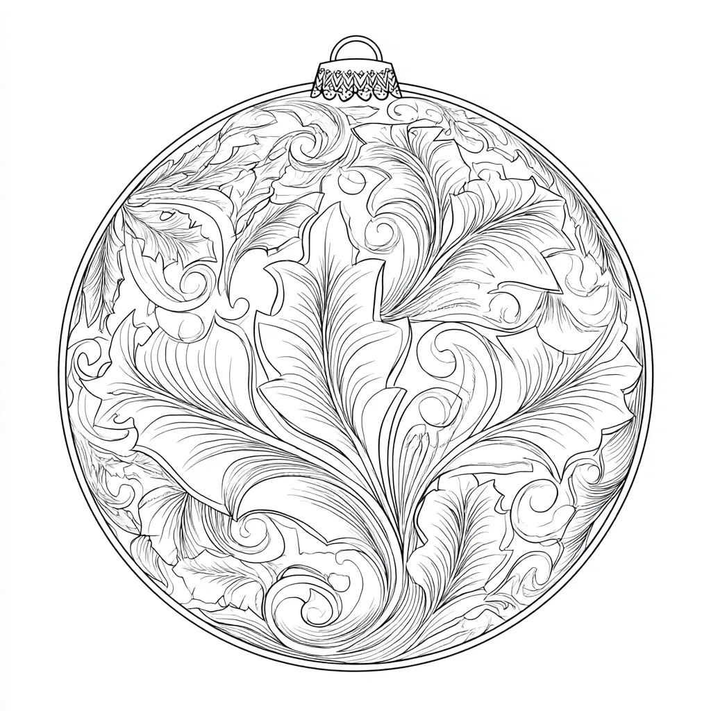 Dibujo de bola navideña de hojas para colorear Dibujo de bola navideña de hojas para colorear