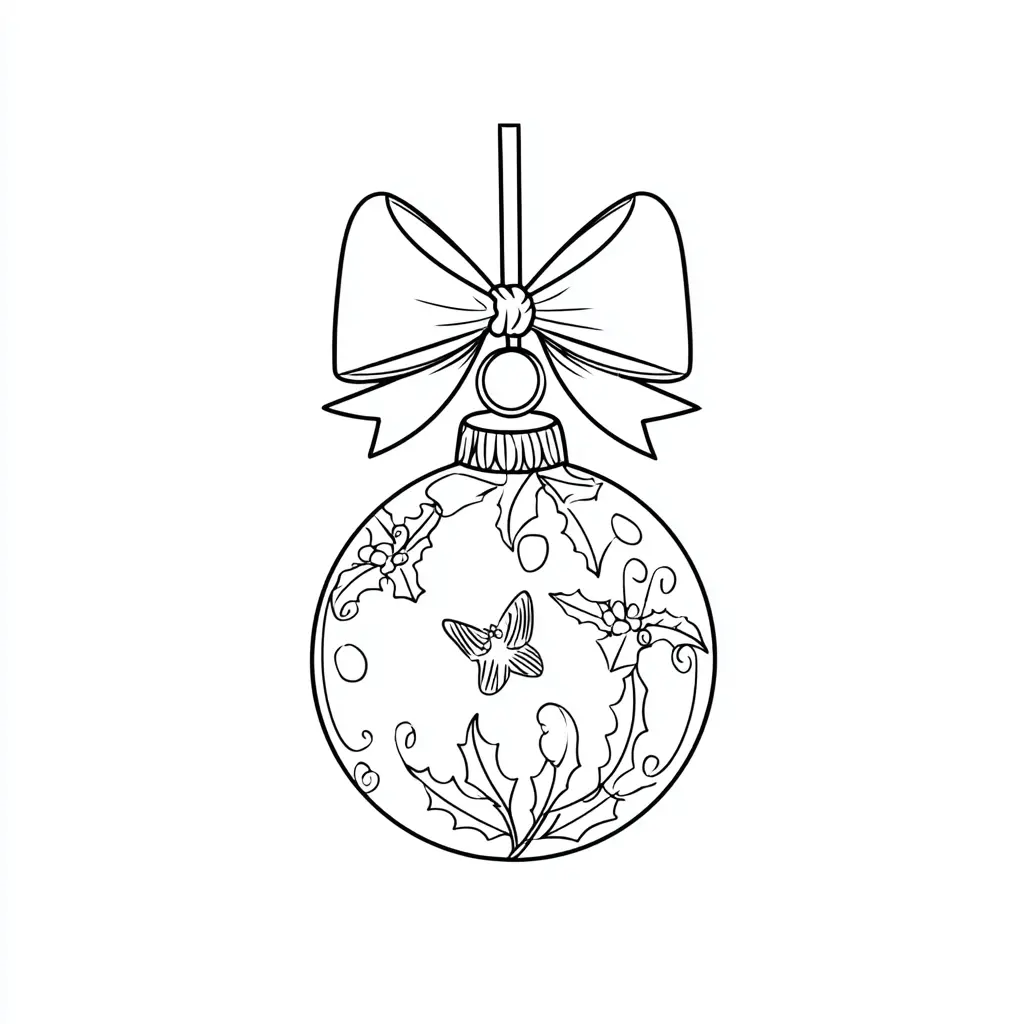 Dibujo de bola de Navidad de mariposa para colorear Dibujo de bola de Navidad de mariposa para colorear