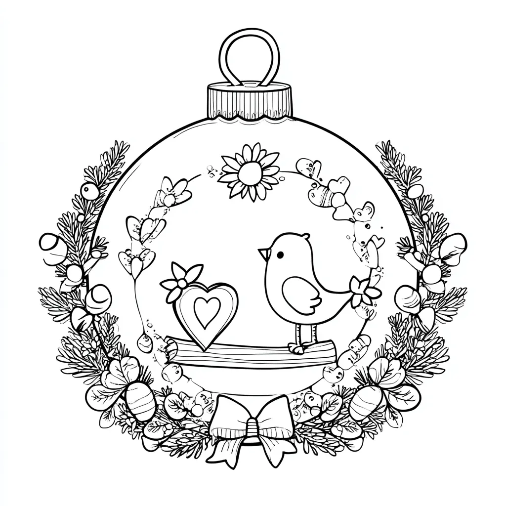 Dibujo de romántica bola de Navidad para colorear Dibujo de romántica bola de Navidad para colorear