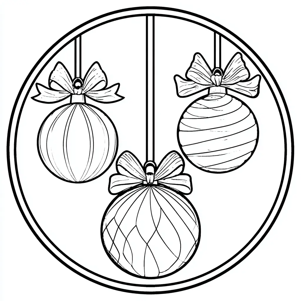 Dibujo de mandala navideño de bolas para colorear Dibujo de mandala navideño de bolas para colorear
