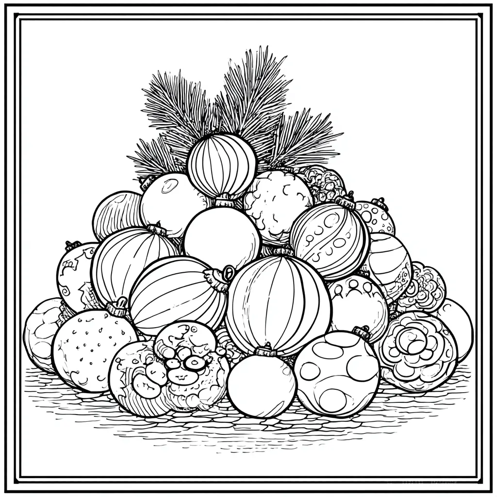 Dibujo de montaña de bolas navideñas para colorear Dibujo de montaña de bolas navideñas para colorear
