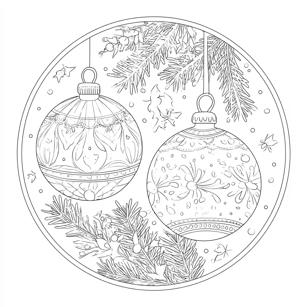 Dibujo de mandala diseño navideño para colorear Dibujo de mandala diseño navideño para colorear