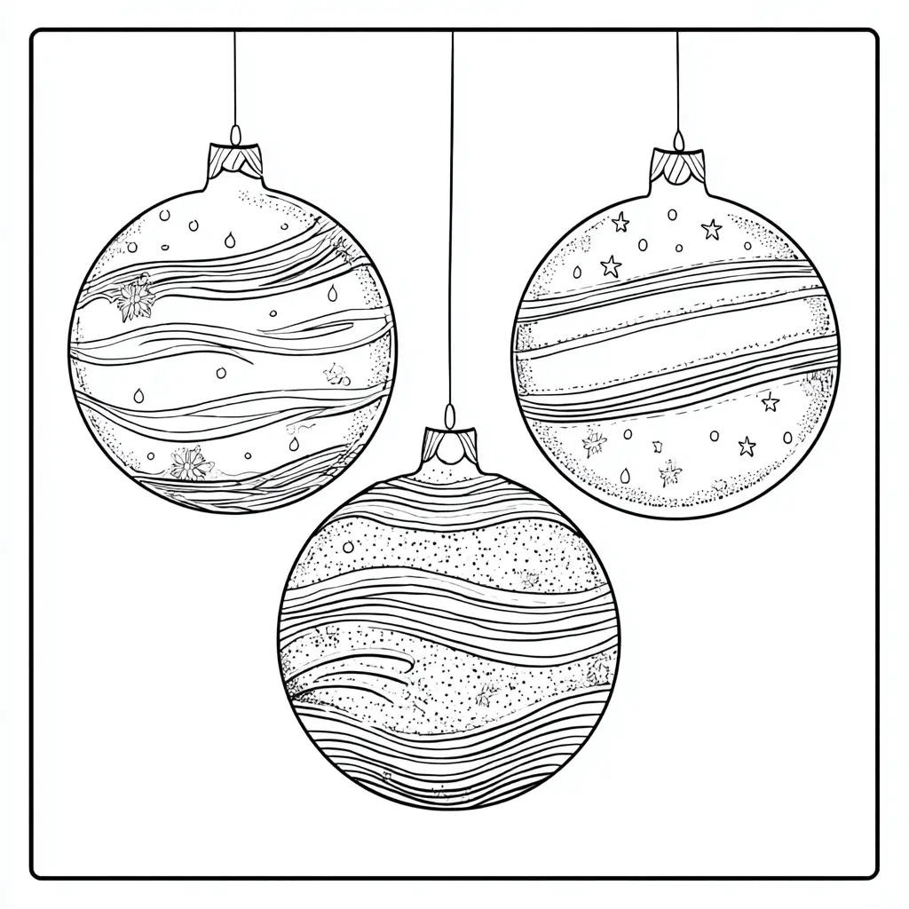 Dibujo de tres bolas navideñas sencillas para colorear Dibujo de tres bolas navideñas sencillas para colorear