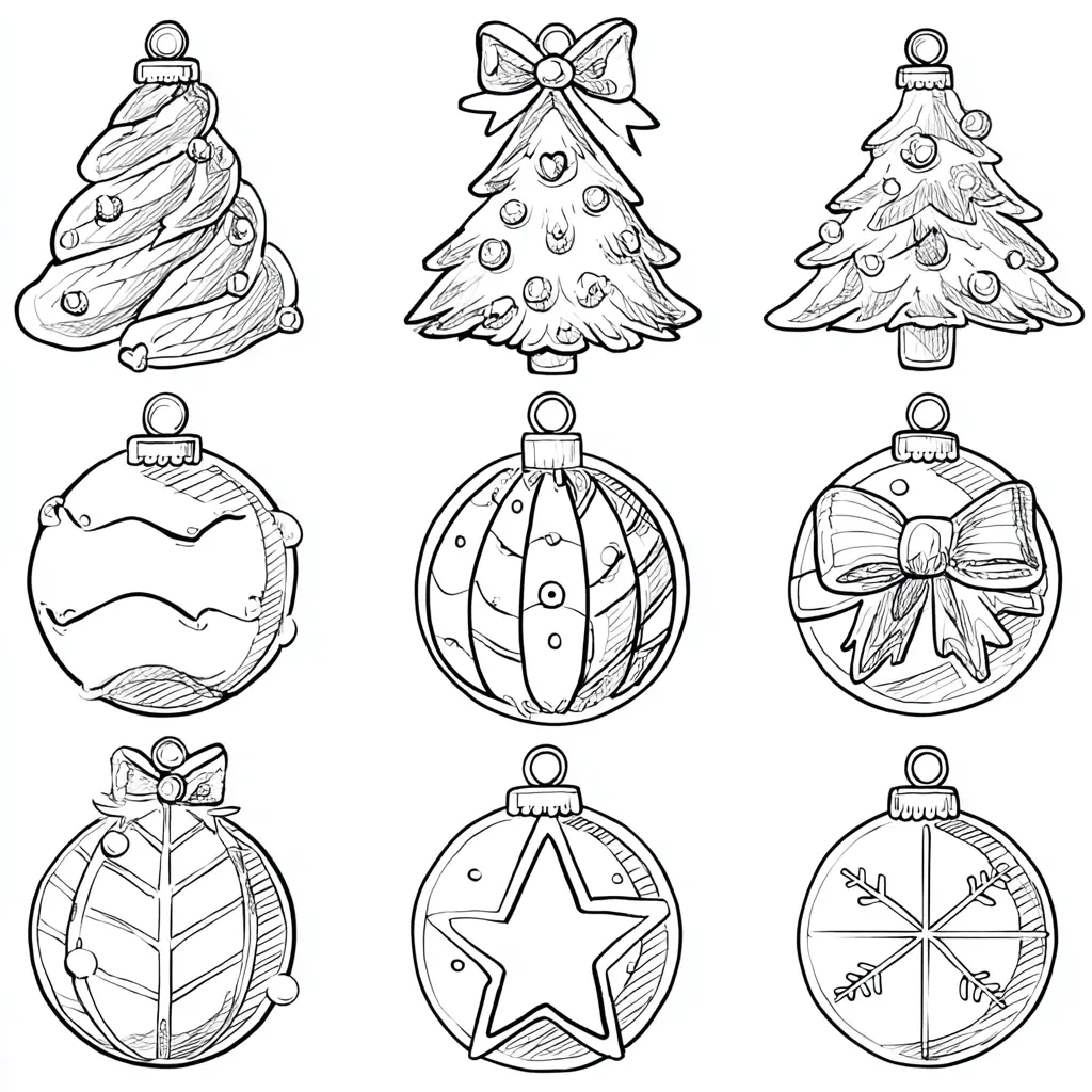 Dibujo de adornos navideños para colorear Dibujo de adornos navideños para colorear
