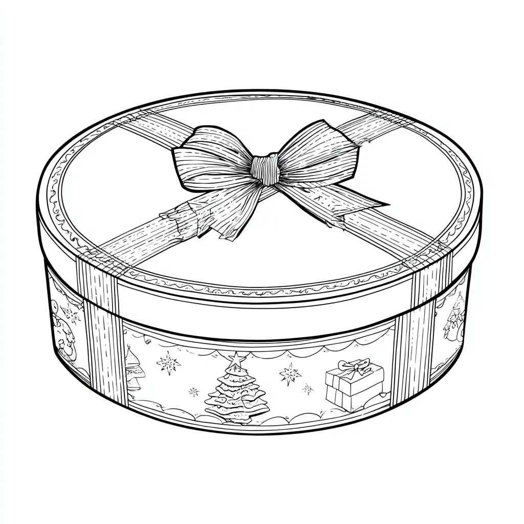 Dibujo de caja redonda de regalo para colorear