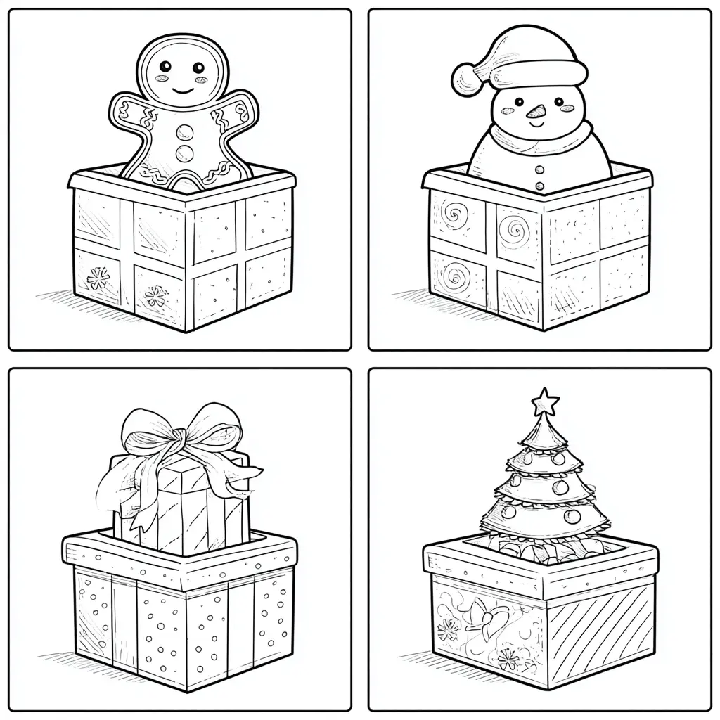Dibujo de cajitas dulces de Navidad para colorear
