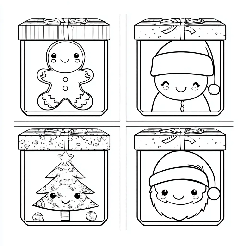 Dibujo de cajitas dulces de Navidad para colorear