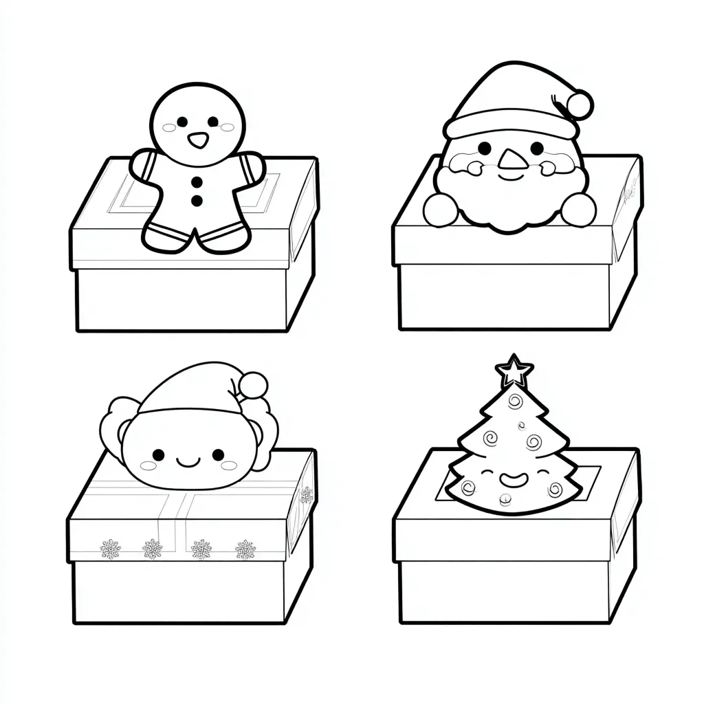 Dibujo de cajas sorpresas de Navidad para colorear