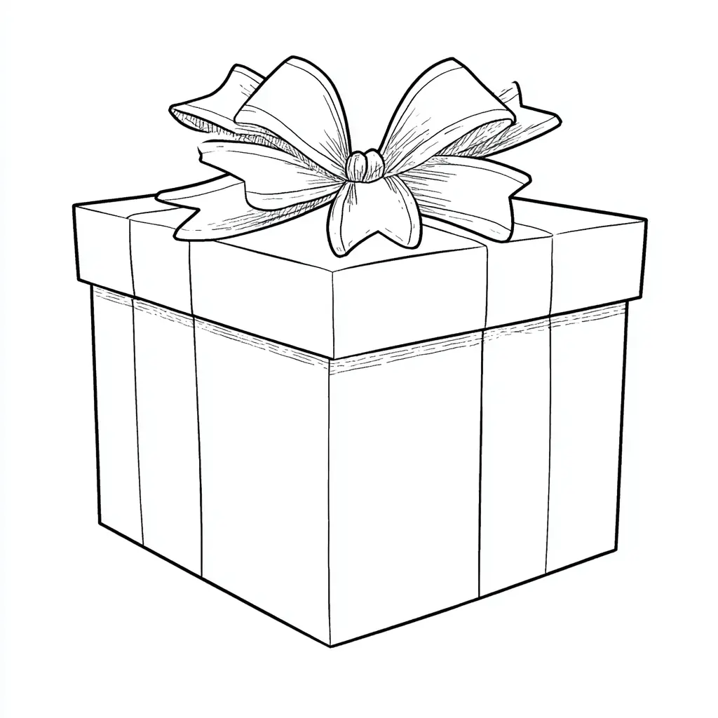 Dibujo de caja cuadrada de regalo para colorear