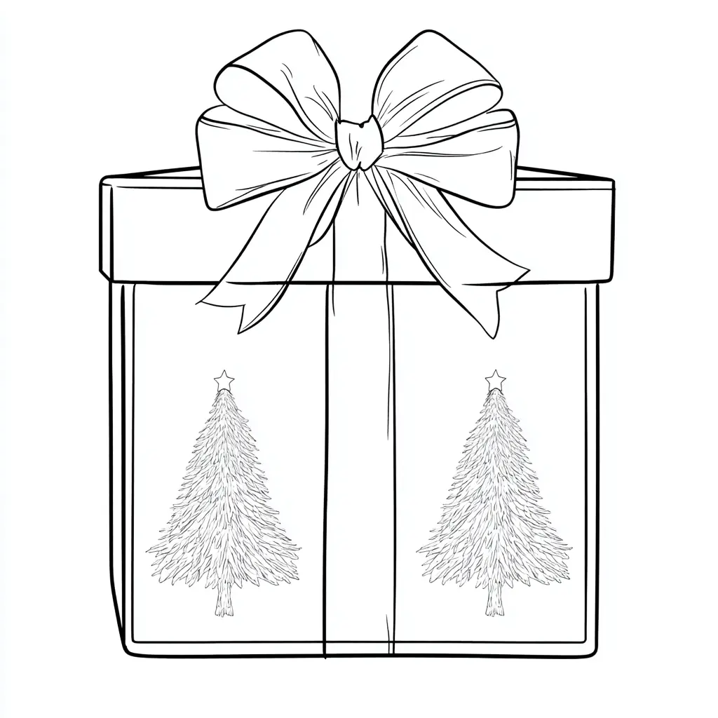 Dibujo de caja elegante de Navidad para colorear
