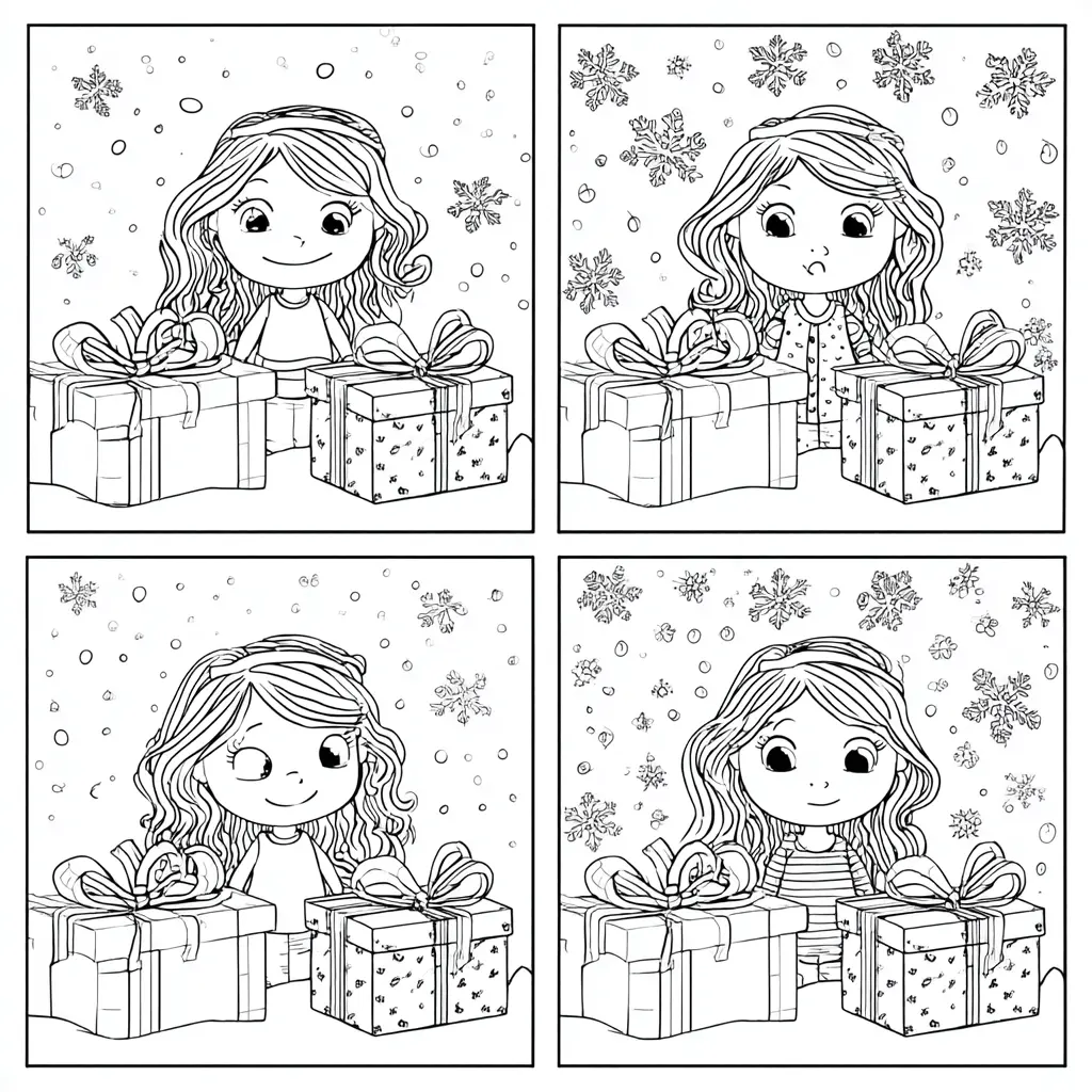 Dibujo de momentos mágicos con regalos para colorear