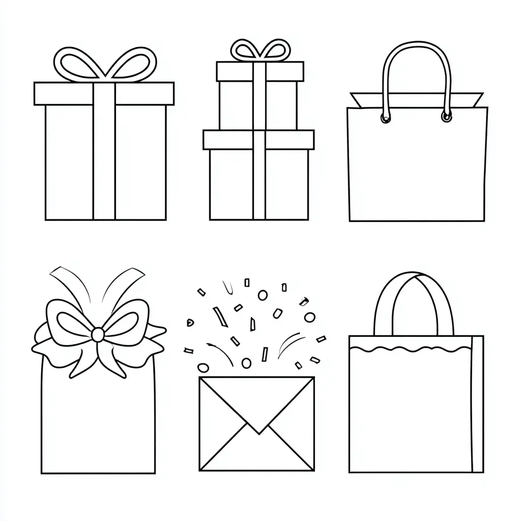 Dibujo de cajas diferentes de Navidad para colorear