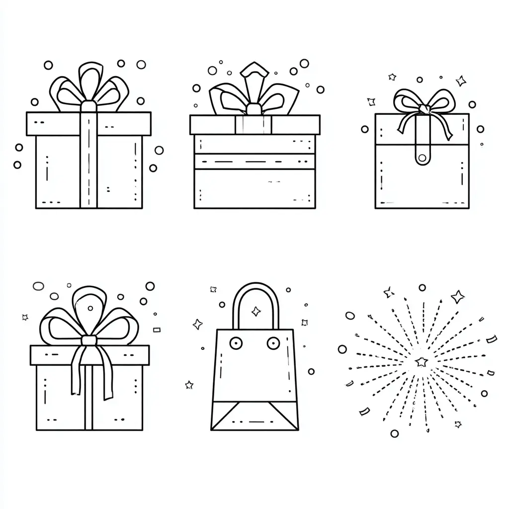 Dibujo de cajas de regalos festivos para colorear