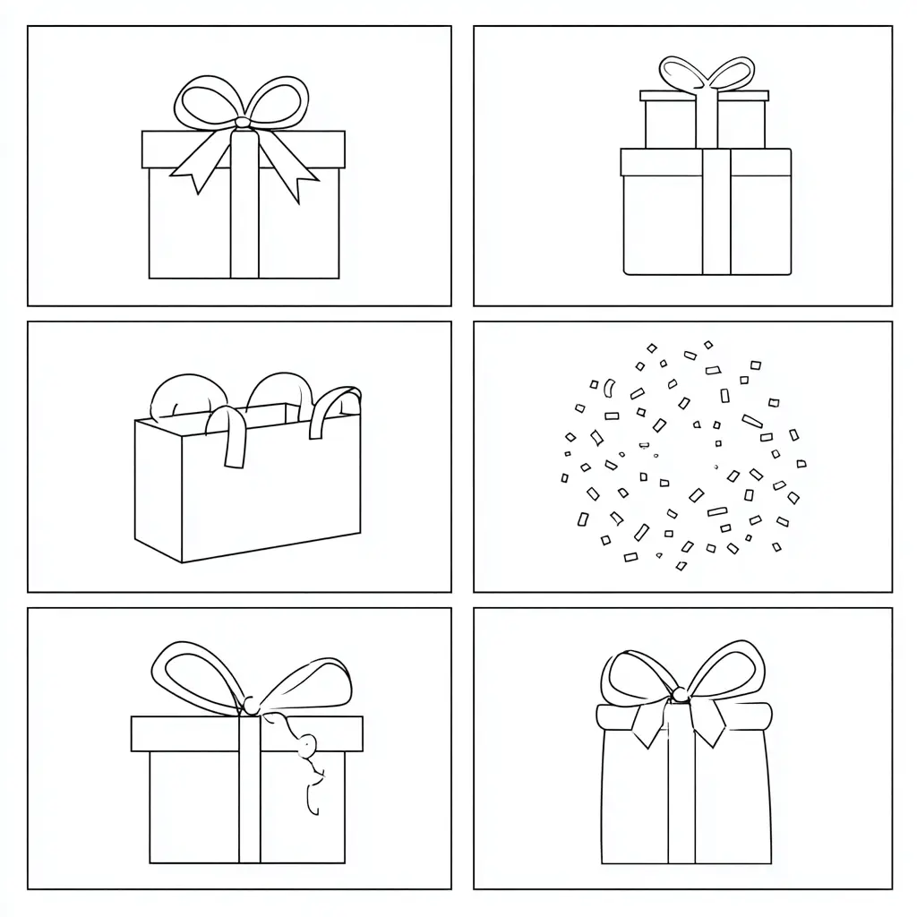 Dibujo de bonitas cajas de regalos para colorear