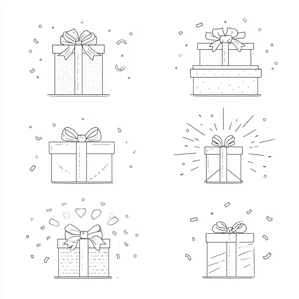 Dibujo de cajas con sorpresas navideñas para colorear