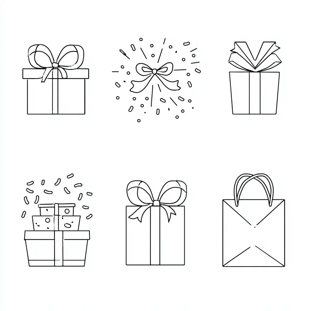 Dibujo de regalos mágicos de Navidad para colorear
