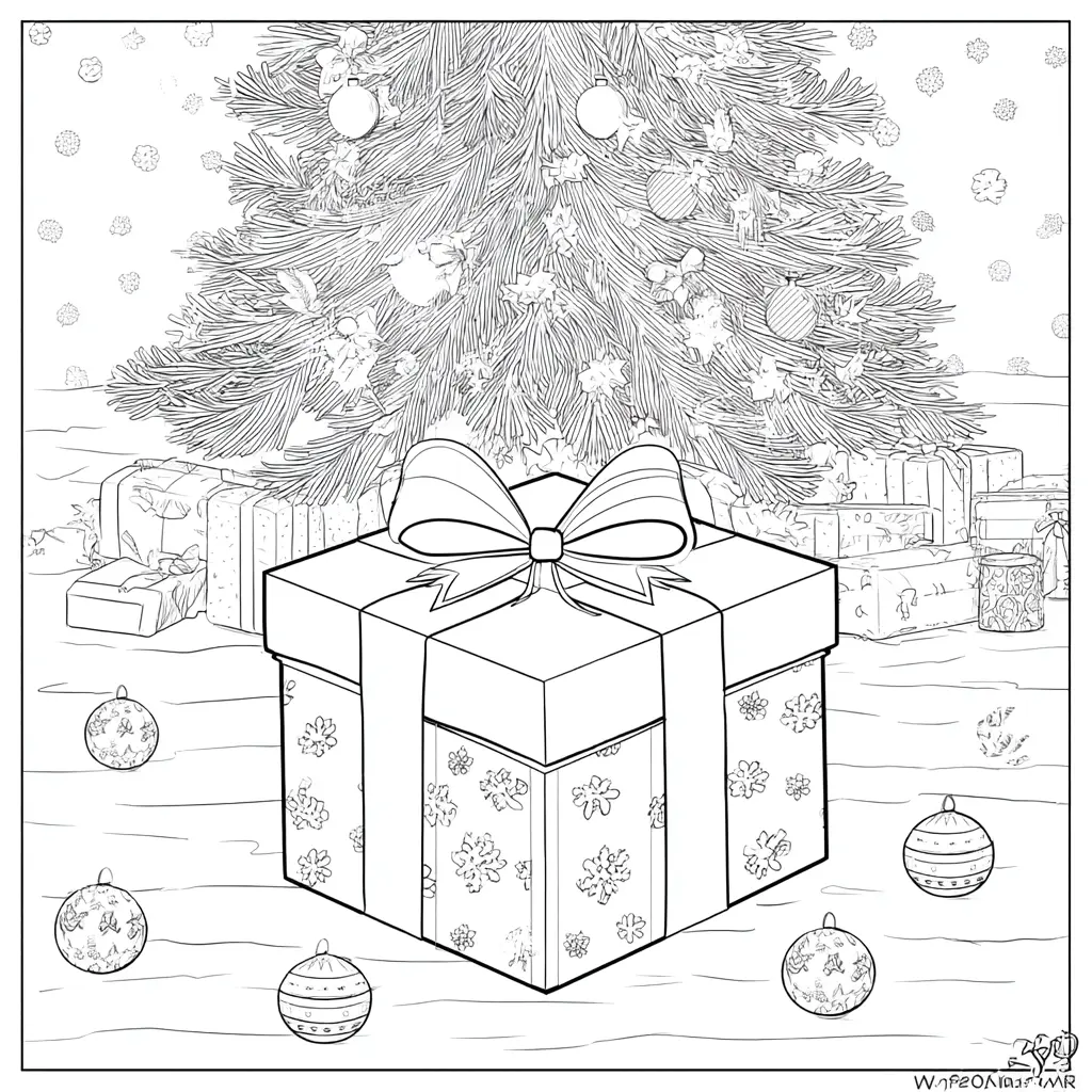 Dibujo de caja de regalo en Nochebuena para colorear