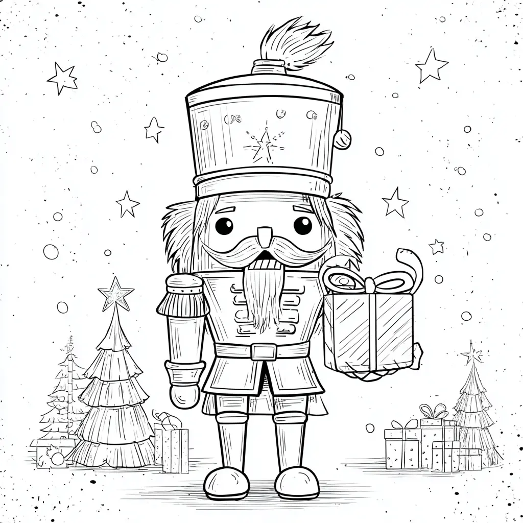 Dibujo de cascanueves estrellado para colorear Dibujo de cascanueves estrellado para colorear