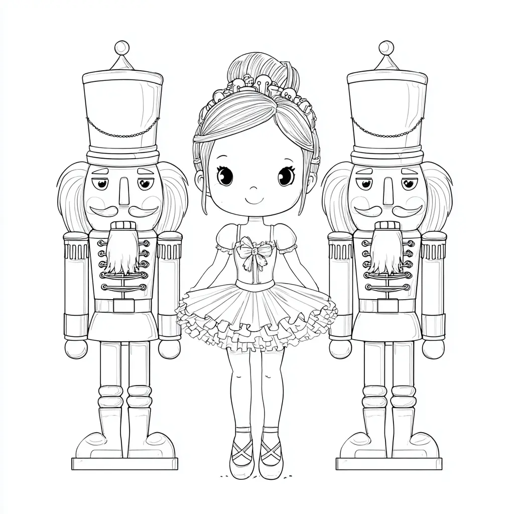 Dibujo de bailarina entre cascanueces para colorear Dibujo de bailarina entre cascanueces para colorear