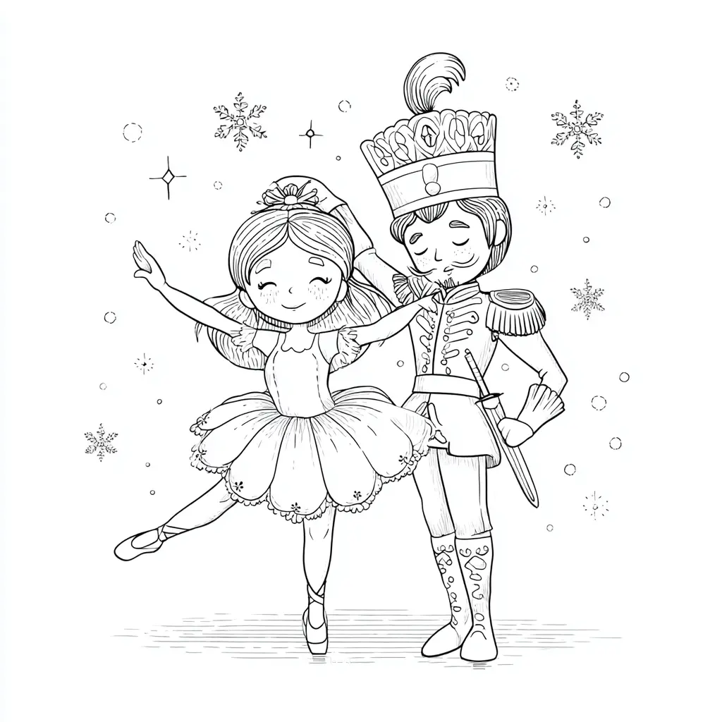 Dibujo de baile mágico con un cascanueces para colorear Dibujo de baile mágico con un cascanueces para colorear