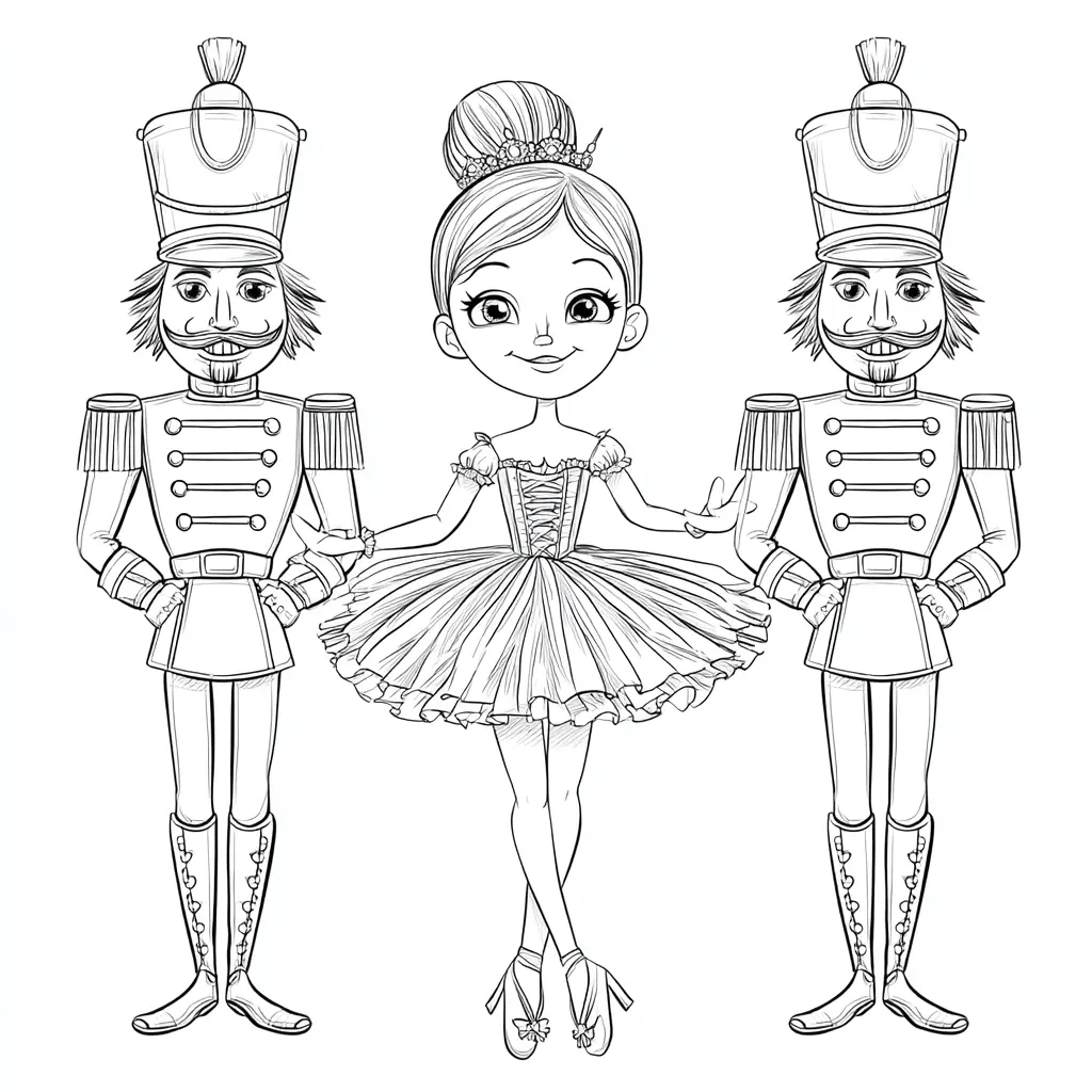 Dibujo de coqueta bailarina con cascanueces para colorear Dibujo de coqueta bailarina con cascanueces para colorear