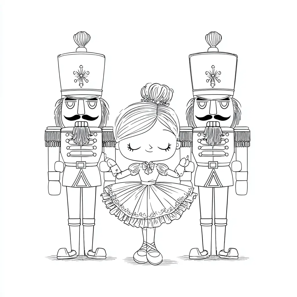 Dibujo de pequeña bailarina entre cascanueces para colorear Dibujo de pequeña bailarina entre cascanueces para colorear