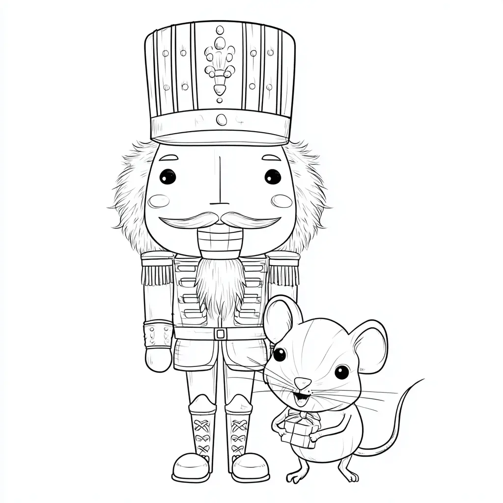 Dibujo de cascanueces y ratón regalón para colorear Dibujo de cascanueces y ratón regalón para colorear