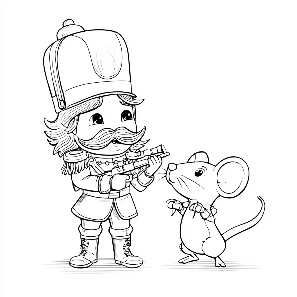 Dibujo de cascanueces con un ratón para colorear Dibujo de cascanueces con un ratón para colorear