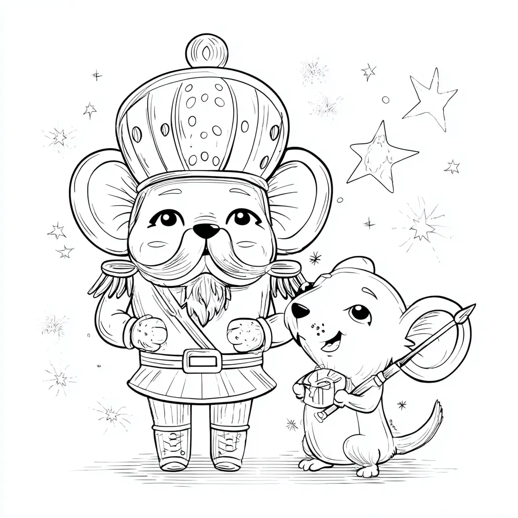 Dibujo de amigos cascanueces y ratón para colorear Dibujo de amigos cascanueces y ratón para colorear