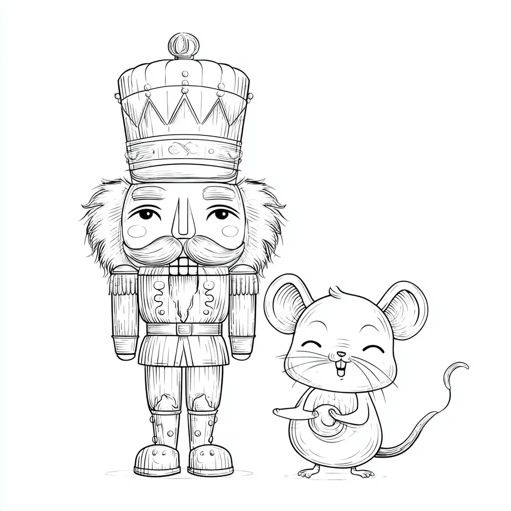 Dibujo de ratón gracioso con cascanueces para colorear Dibujo de ratón gracioso con cascanueces para colorear