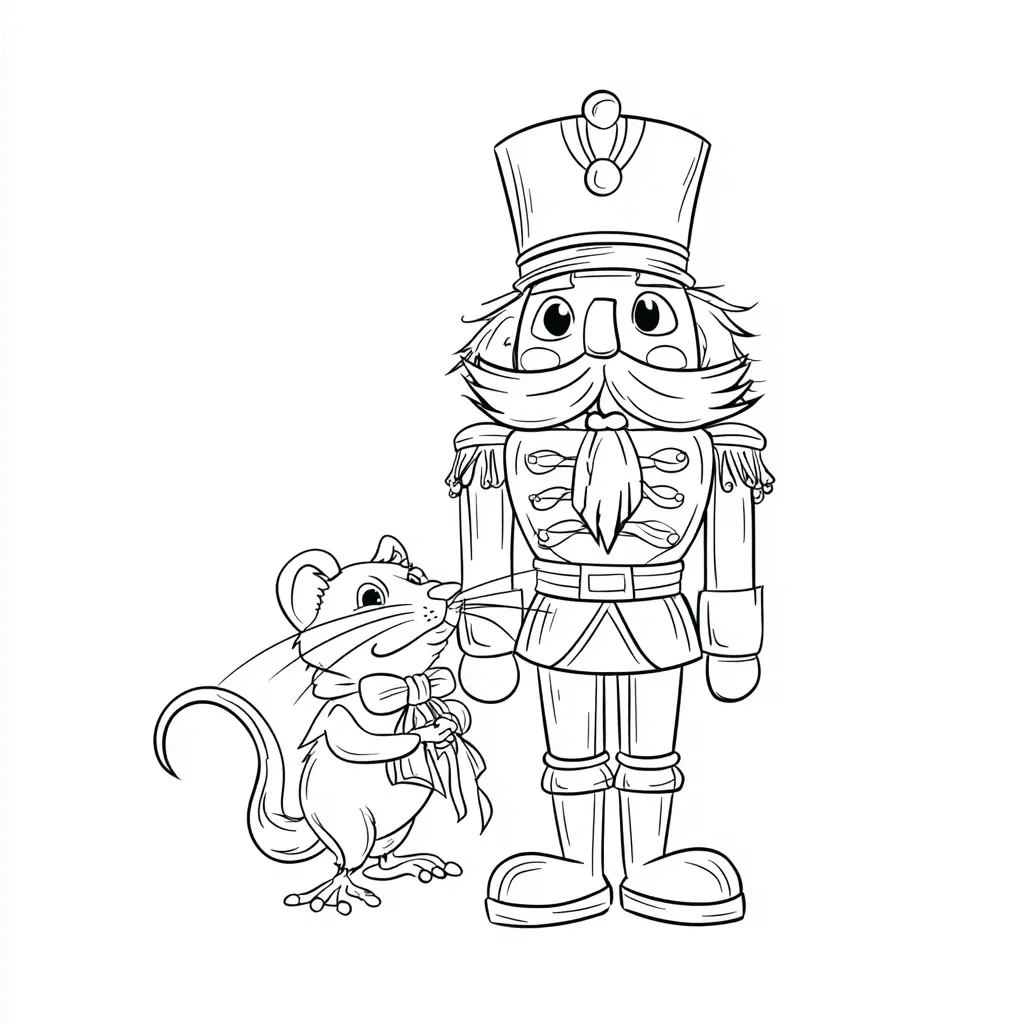 Dibujo de cascanueces y ratón con lazo para colorear Dibujo de cascanueces y ratón con lazo para colorear