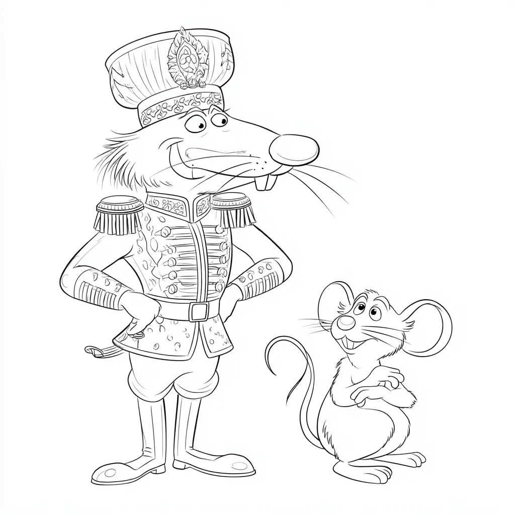 Dibujo de cascanueces con ratón cómicos para colorear Dibujo de cascanueces con ratón cómicos para colorear
