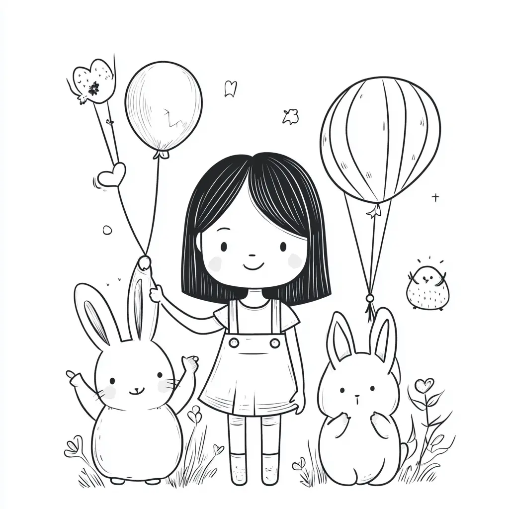 Dibujo de la fiesta de los conejitos para colorear Dibujo de la fiesta de los conejitos para colorear