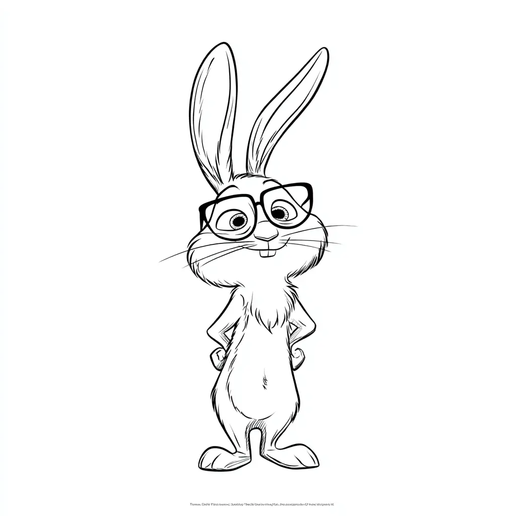 Dibujo de conejito de dibujos con gafas para colorear Dibujo de conejito de dibujos con gafas para colorear