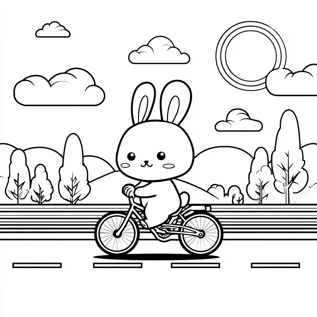 Dibujo de conejo paseando en bicicleta para colorear Dibujo de conejo paseando en bicicleta para colorear