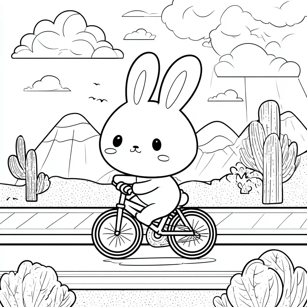 Dibujo de conejo en bicicleta para colorear Dibujo de conejo en bicicleta para colorear