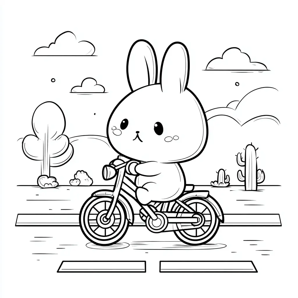 Dibujo de conejo en motocicleta para colorear Dibujo de conejo en motocicleta para colorear