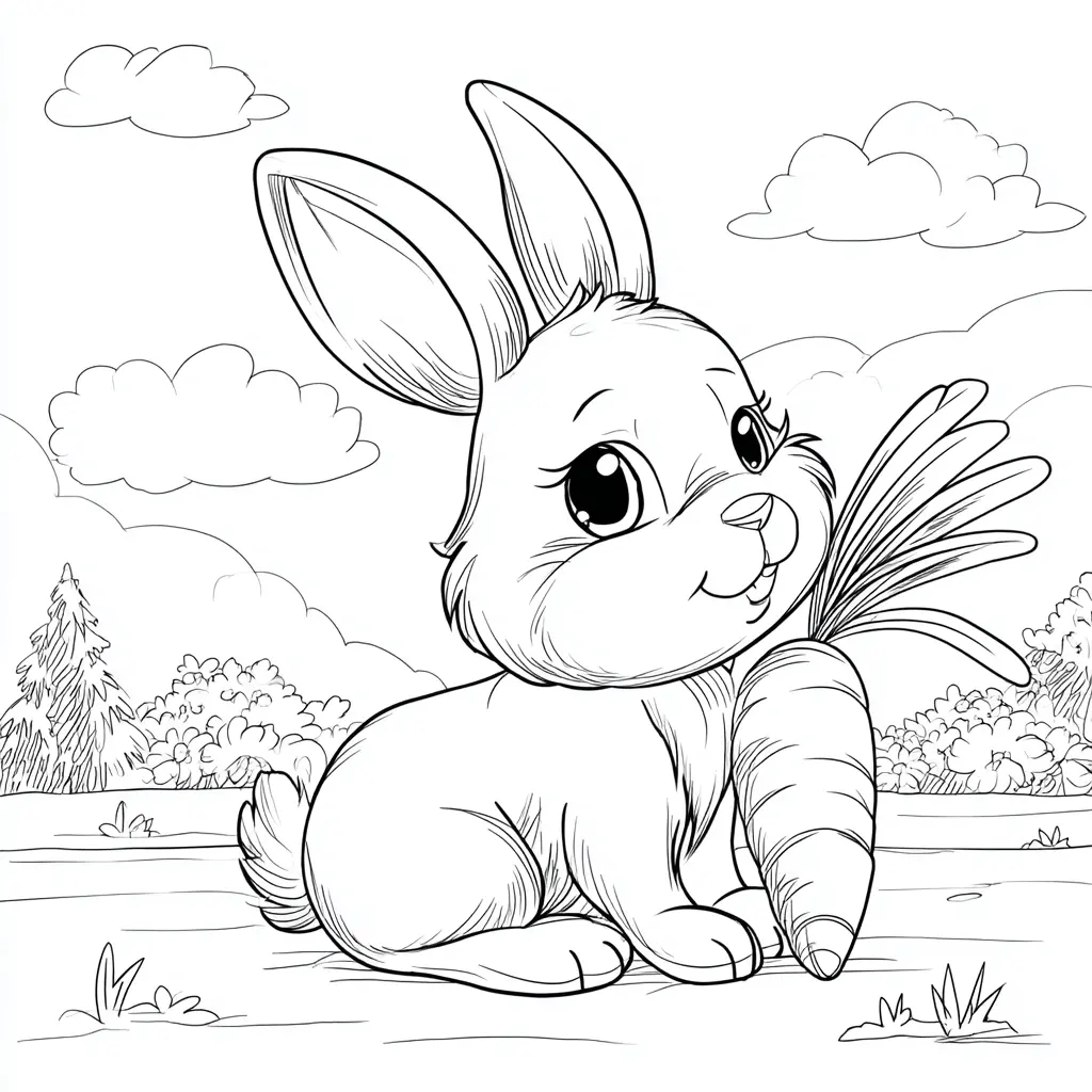 Dibujo de el conejito y su zanahoria para colorear Dibujo de el conejito y su zanahoria para colorear
