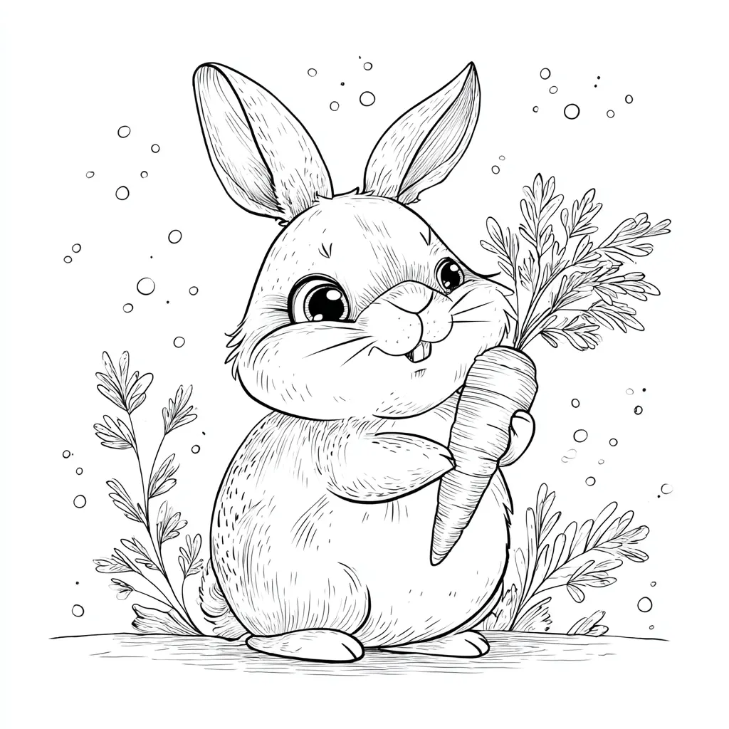 Dibujo de el conejito y la zanahoria para colorear Dibujo de el conejito y la zanahoria para colorear
