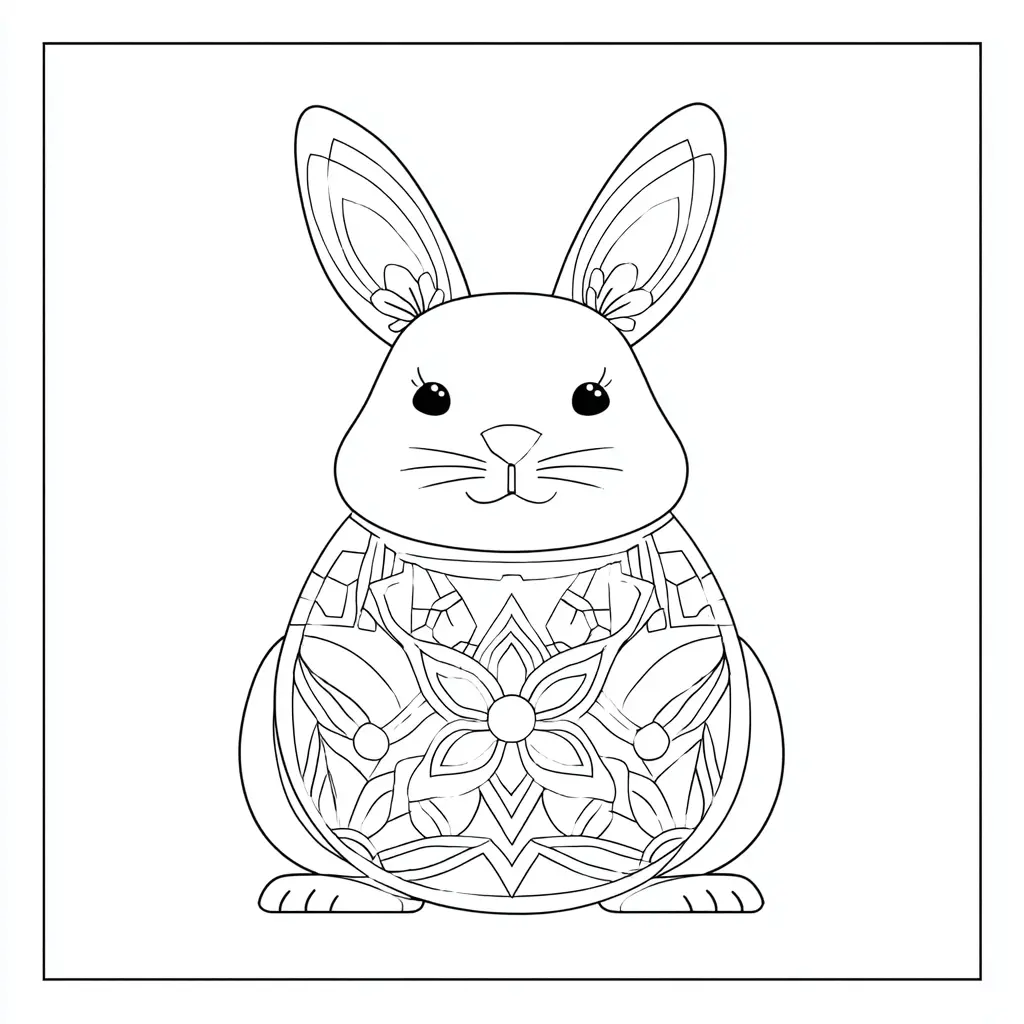 Dibujo de conejo decorativo para colorear Dibujo de conejo decorativo para colorear