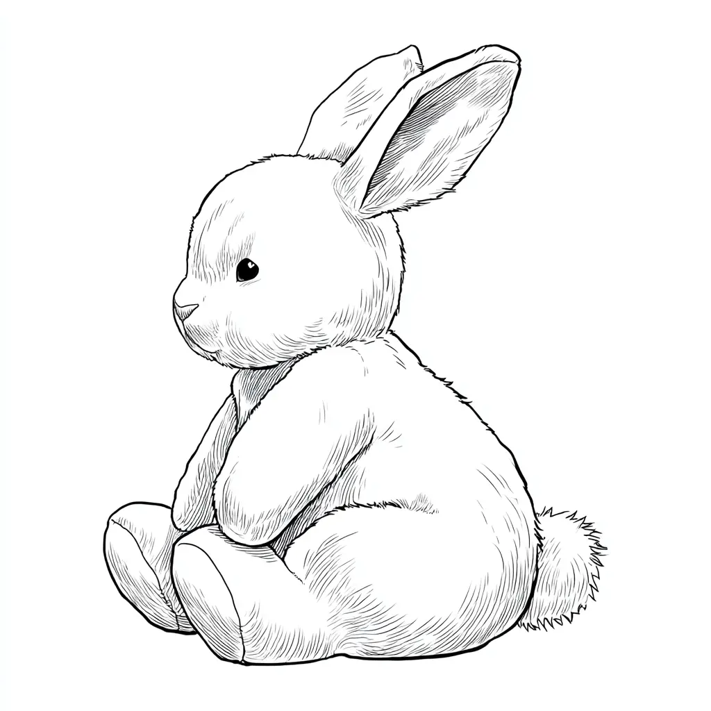 Dibujo de muñeco conejo peludito para colorear Dibujo de muñeco conejo peludito para colorear