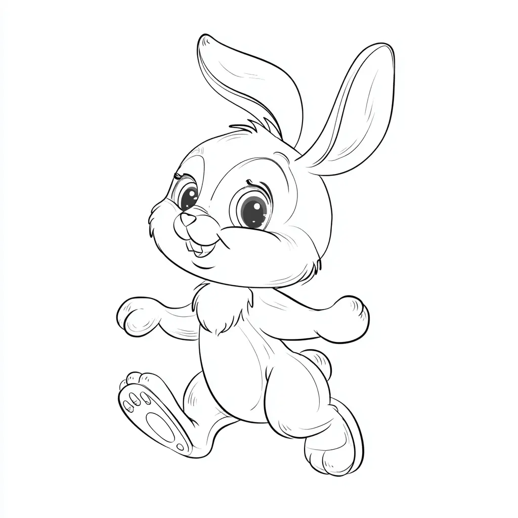 Dibujo de conejito caminando para colorear Dibujo de conejito caminando para colorear