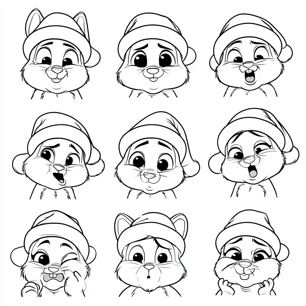 Dibujo de emociones de conejito navideño para colorear Dibujo de emociones de conejito navideño para colorear