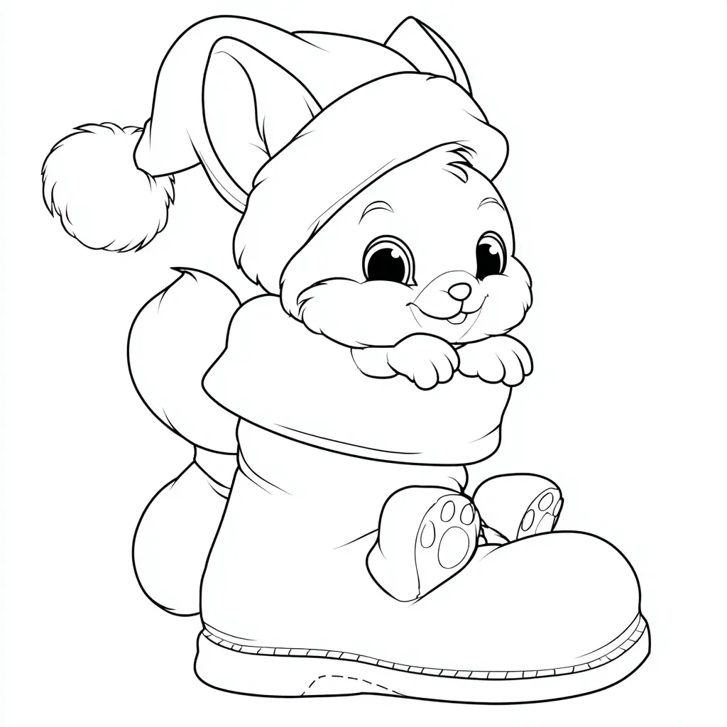 Dibujo de bota de conejito navideño para colorear Dibujo de bota de conejito navideño para colorear