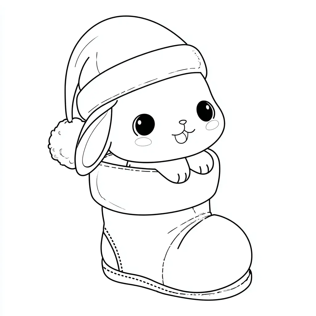 Dibujo de conejito regalo navideño para colorear Dibujo de conejito regalo navideño para colorear