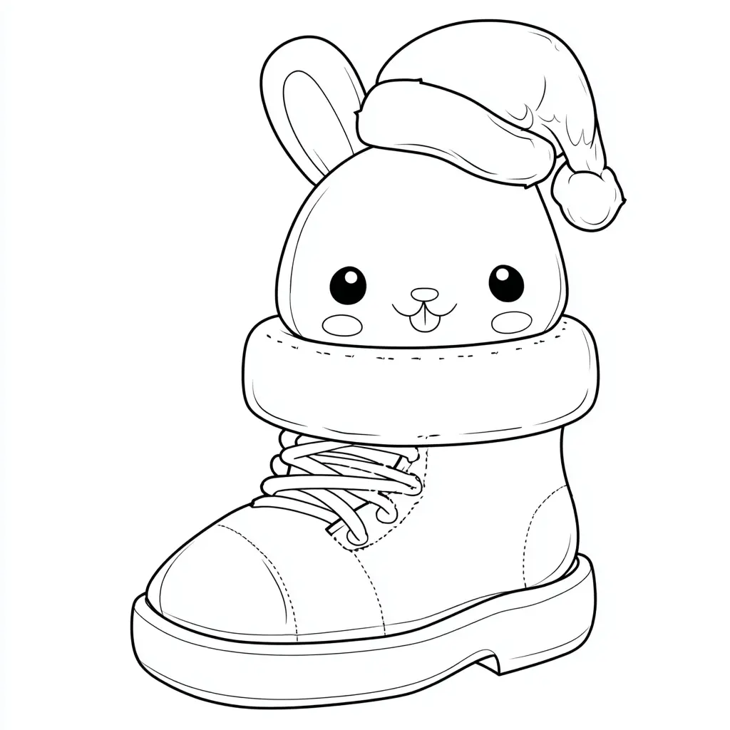 Dibujo de bota sorpresa con conejito para colorear Dibujo de bota sorpresa con conejito para colorear