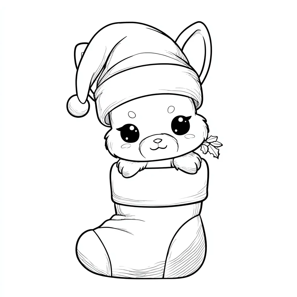 Dibujo de conejito regalo de Navidad para colorear Dibujo de conejito regalo de Navidad para colorear